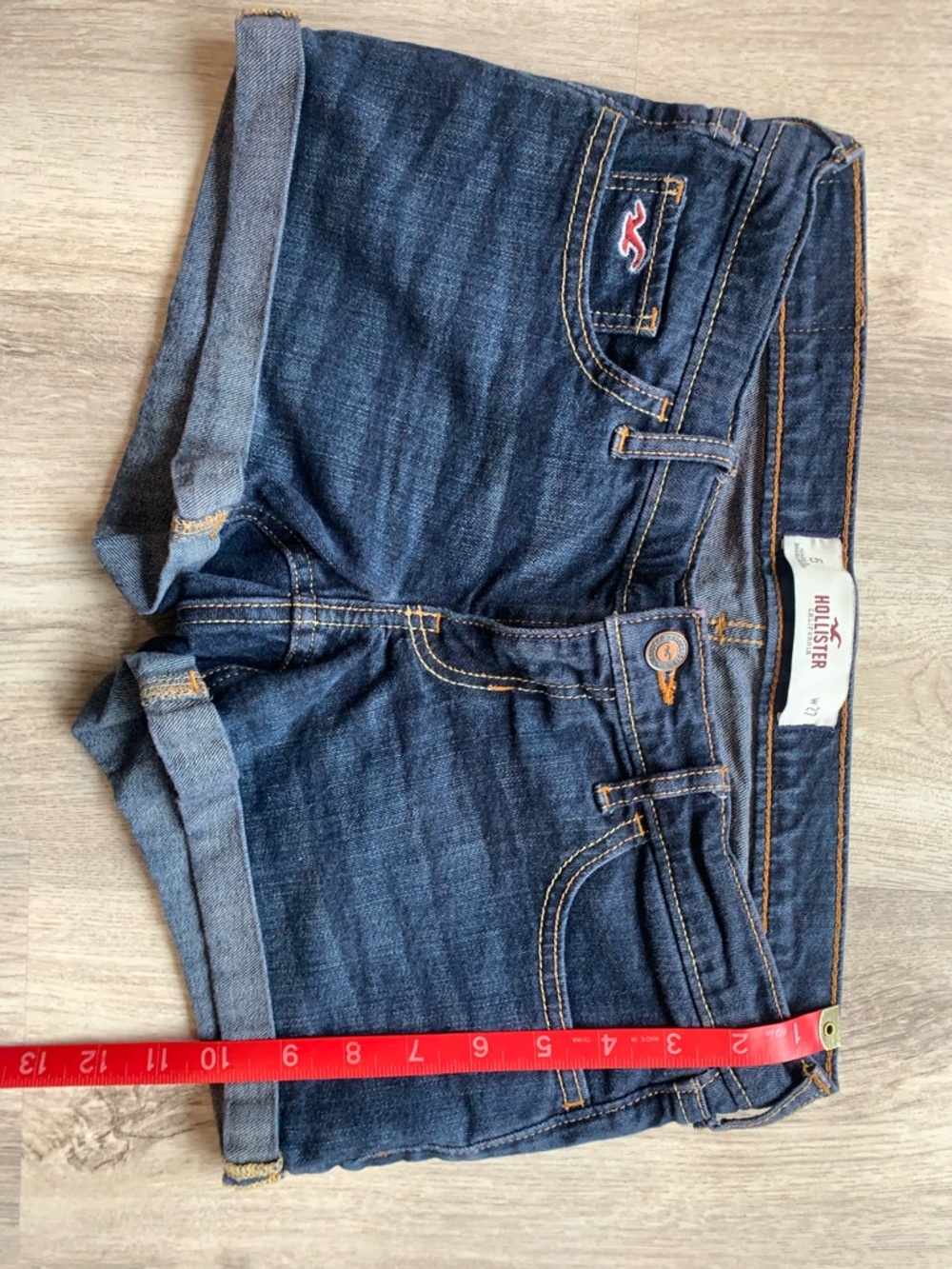 Hollister Dark Blue Denim Shorts with Contrast Stitching - Picture 8 of 9